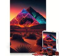 Puzzle geometrico luminoso a forma di piramide per ragazzi, 1000 pezzi, gioco di logica e abilità, rilassante, taglio preciso, regalo di Babbo Natale (38x26cm)