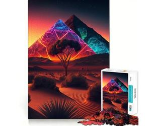 Puzzle geometrico luminoso a forma di piramide per ragazzi, 1000 pezzi, gioco di logica e abilità, rilassante, taglio preciso, regalo di Babbo Natale (38x26cm)