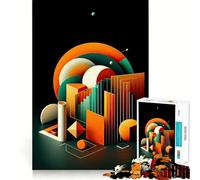 Puzzle geometrico orbitale da 1000 pezzi per adulti, sfida mentale, antistress, decorazione murale con ritagli chiari (50x75cm)
