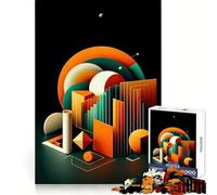 Puzzle geometrico orbitale da 1000 pezzi per adulti, sfida mentale, antistress, decorazione murale con ritagli chiari (50x75cm)