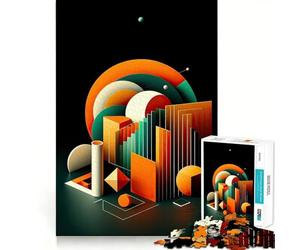 Puzzle geometrico orbitale da 1000 pezzi per adulti, sfida mentale, antistress, decorazione murale con ritagli chiari (50x75cm)