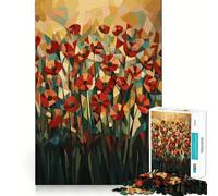 Puzzle geometrico originale da 1000 pezzi per adulti con campo di papaveri, sfida mentale, divertimento da condividere, taglio di qualità, (38x26cm)