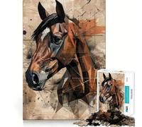 Puzzle geometrico parziale a forma di cavallo per adulti, 1000 pezzi, gioco per allenare la mente, divertimento in casa, taglio di precisione, regalo per le vacanze (38x52cm)