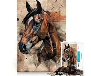 Puzzle geometrico parziale a forma di cavallo per adulti, 1000 pezzi, gioco per allenare la mente, divertimento in casa, taglio di precisione, regalo per le vacanze (38x52cm)