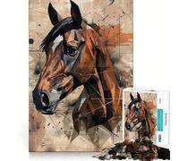Puzzle geometrico parziale con cavallo per ragazzi, 1000 pezzi, per migliorare la memoria, calma e relax, design, assemblaggio, regalo classico (50x75cm)