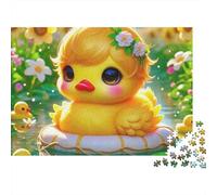 Puzzle giallo a forma di anatra,pulcino soffice e galleggiante,1000 pezzi,cartone liscio riciclato,antistress,hobby per coppie,appassionati,adulti,52x38 cm/1000 pezzi