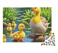 Puzzle giallo anatra gruppo di uccelli da stagno 1000 pezzi cartone spesso e robusto antipolvere regalo di compleanno per adulti famiglia principianti 70x50 cm/1000 pezzi