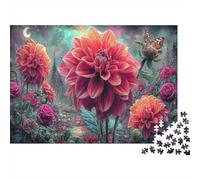 Puzzle Giant Dahlia Under Crescent Moon 1000 Pezzi - Giochi Educativi E Decorazione Casa, Divertente Sfida, Per Adulti 52x38cm/1000pcs