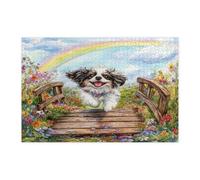 Puzzle giapponese a forma di cane mento primaverile, per adulti, 10000 pezzi, puzzle in legno con cucciolo di giardino di campagna, decorazione divertente con motivo floreale per animali domestici per