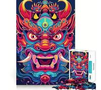 Puzzle giapponese al neon Oni Yokai da 1000 pezzi per adolescenti, ideale per migliorare la memoria, hobby tranquillo, bordi precisi, regalo di compleanno (38x26cm)