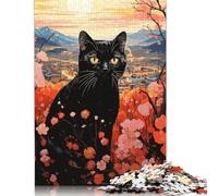 Puzzle giapponese "Cat Flower", 100% carta riciclata, rettangolare, per adulti e bambini, regalo di Natale, 1000 pezzi (75x50 cm)