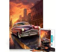 Puzzle giapponese con auto d'epoca,1000 pezzi,divertente per allenare la mente,con componenti robusti e ben definiti,ideale per rilassarsi in casa (38x26cm)