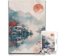 Puzzle giapponese con paesaggio ad acquerello, 1000 pezzi, per adolescenti, gioco divertente per lo sviluppo cognitivo, regalo speciale per una celebrazione premurosa, dimensioni 38x52cm
