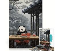 Puzzle giapponese con panda, 1000 pezzi, ideale per adolescenti, stimola la memoria, riduce lo stress e crea un'immagine tridimensionale e si adatta perfettamente alla parete (50x75cm)