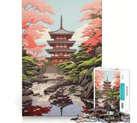 Puzzle giapponese da 1000 pezzi con dipinto di un tempio, per adulti, gioco di logica e intrattenimento, pezzo d'arte di alta qualità 38x52cm