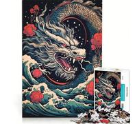 Puzzle giapponese da 1000 pezzi con drago e onda, gioco rompicapo, decorazione da parete, lista dei desideri con Babbo Natale 38x26cm