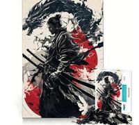 Puzzle giapponese da 1000 pezzi con drago samurai per adolescenti, gioco di intelletto, relax mentale, taglio di qualità, regalo per le vacanze (38x26cm)