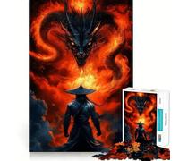Puzzle giapponese da 1000 pezzi con drago samurai per adolescenti, gioco di logica stimolante, momento di relax, bordi chiari, regalo creativo (38x52cm)