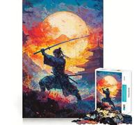 Puzzle giapponese da 1000 pezzi con guerriero samurai e sole, ideale per adulti Migliora la memoria, crea un'atmosfera rilassante e divertente Bordi affilati Regalo perfetto per le vacanze (38x52cm)