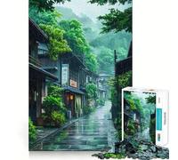Puzzle giapponese da 1000 pezzi con scena di strada piovosa, ideale per adulti Gioco di logica, divertente e rilassante, con intagli precisi Pezzo da collezione (38x52cm)