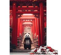 Puzzle giapponese da 520 pezzi raffigurante il cancello Torii del panda, puzzle colorato da regalare a uomini e bambini dai 12 anni in su, 520 pezzi (52x38 cm)