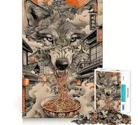 Puzzle giapponese di ramen con lupo per adulti,1000 pezzi,stimolante per la mente,con tagli precisi e allineamento perfetto,ideale per creare legami affettivi (38x26cm)