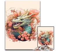 Puzzle giapponese drago ciliegia 1000 pezzi per adulti, puzzle difficili per adulti, rompicapo impegnativo per adolescenti, divertimento per serate di gioco in famiglia, 50x75cm/19,68x29,52 pollici