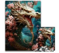 Puzzle giapponese drago ciliegia 1000 pezzi per adulti Puzzle per adulti Regalo perfetto per genitori, amanti, amici - Età 14+ 26X38CM/10,23x14,96 pollici