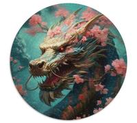 Puzzle giapponese drago ciliegia da 1000 pezzi, puzzle rotondo da 1000 pezzi, gioco interattivo per famiglie, ideale per adolescenti, regalo rompicapo 67,5x67,5 cm.