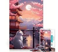 Puzzle giapponese "Il gatto nella notte di luna" per ragazzi, 1000 pezzi, gioco di logica, passatempo per la casa, taglio preciso, regalo per le festività 50x75cm