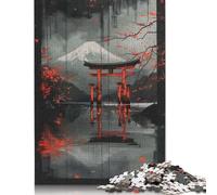 Puzzle giapponese in bianco e nero con inchiostro rosso, 1000 pezzi, per adulti, giochi creativi, puzzle per adulti, per ragazzi e ragazze, 1000 pezzi (75x50 cm)