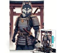 Puzzle giapponese Lupo Samurai Guerriero per adulti,1000 pezzi,gioco stimolante per la mente,pezzi a incastro precisi,rilassante attività di gruppo al chiuso (38x26cm)