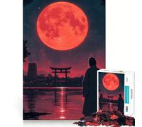 Puzzle giapponese "Notte di luna rossa" per ragazzi, 1000 pezzi, gioco di logica e abilità, rilassante, taglio preciso, regalo perfetto (38x26cm)