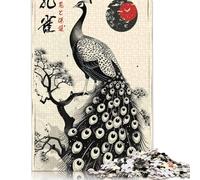 Puzzle giapponese per adulti raffigurante un bellissimo pavone, di alta qualità, in cartone riciclato al 100%, difficile da realizzare per bambini dai 12 anni in su, 1500 pezzi (85x57 cm).