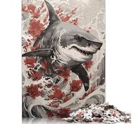 Puzzle giapponese raffigurante uno squalo, sfida difficile, 100% in cartone riciclato, per donne e uomini, regalo per la festa della mamma, 1000 pezzi (26x38 cm)