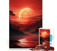 Puzzle giapponese Red Moon da 1000 pezzi per adolescenti, gioco di logica mentale, tranquillo, con taglio preciso, ideale come regalo di Babbo Natale (38x52cm)