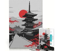 Puzzle giapponese Red Moon da 1000 pezzi per adolescenti, gioco di logica mentale, tranquillo, con taglio preciso, ideale come regalo di Babbo Natale (50x75cm)