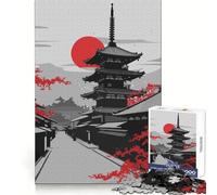 Puzzle giapponese Red Moon da 1000 pezzi per adulti, gioco di logica, passatempo per la casa, bordi puliti, regalo perfetto (38x26cm)