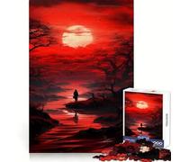 Puzzle giapponese Red Moon da 1000 pezzi per adulti, gioco per allenare la mente, morbido e rilassante, da assemblare, un regalo perfetto (50x75cm)
