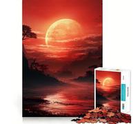 Puzzle giapponese Red Moon per ragazzi, 1000 pezzi, stimola la memoria, rilassante, taglio preciso, regalo elegante (38x26cm)