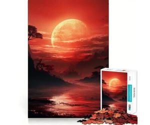 Puzzle giapponese Red Moon per ragazzi, 1000 pezzi, stimola la memoria, rilassante, taglio preciso, regalo elegante (38x26cm)