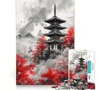 Puzzle giapponese rosso da 1000 pezzi per ragazzi, ideale per migliorare la memoria, per un relax informale e per esporre opere d'arte dai tagli netti (38x52cm)