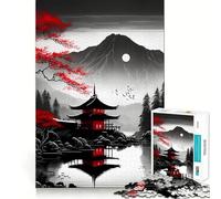 Puzzle giapponese rosso e nero per adolescenti, 1000 pezzi, gioco rilassante, evasione, bordi precisi, (38x26cm)