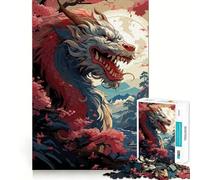 Puzzle giapponese Sakura con drago, 1000 pezzi, per adulti, esercizio mentale, relax, taglio di precisione, regalo elegante (50x75cm)