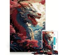 Puzzle giapponese Sakura con drago, 1000 pezzi, per adulti, esercizio mentale, relax, taglio di precisione, regalo elegante (38x26cm)