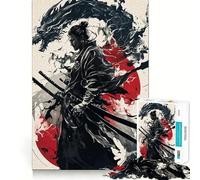 Puzzle giapponese Samurai Dragon per adulti, 1000 pezzi, stimolante per la mente, rilassante, con bordi precisi, pezzo da collezione (38x52cm)