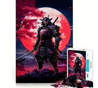 Puzzle giapponese Samurai Luna Rossa da 1000 pezzi per ragazzi, gioco di logica, divertimento e svago, taglio liscio, regalo speciale (38x52cm)