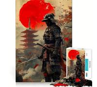 Puzzle giapponese Samurai Moon Rosso da 1000 pezzi per adulti, ideale per migliorare la memoria, alleviare l'ansia, assemblare e creare un regalo artistico (38x26cm)