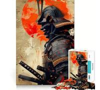 Puzzle giapponese Samurai Moon Rosso da 1000 pezzi per adulti, ideale per rafforzare la memoria, per il divertimento di gruppo, con bordi puliti ed elegante (50x75cm)