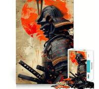 Puzzle giapponese Samurai Moon Rosso da 1000 pezzi per adulti, migliora la memoria, divertimento rilassante, bordi affilati, regalo per le vacanze (38x52cm)
